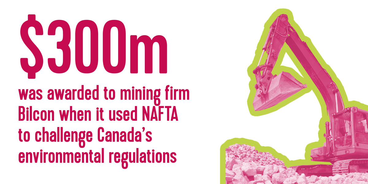 $300m was awarded to mining firm Bilcon when it used NAFTA to challenge Canada’s environmental regulations