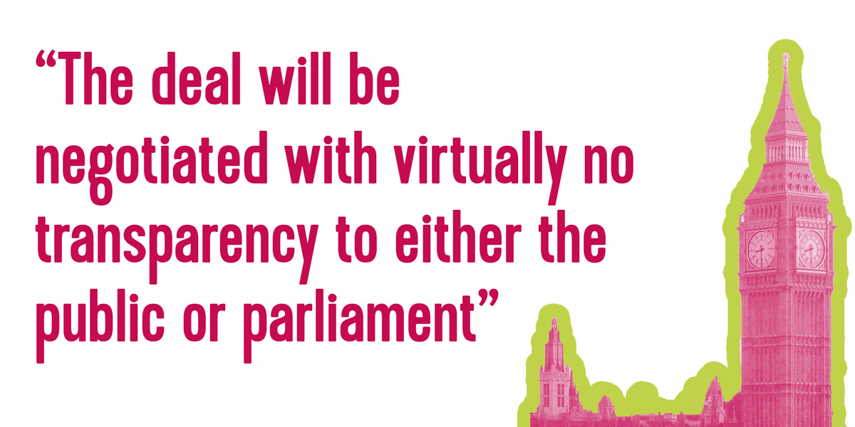 The deal will be negotiated with virtually no transparency to either the public or parliament